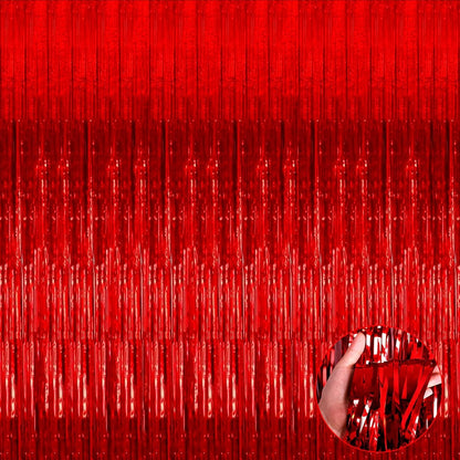 Perdea Franjurata, Flippy, Model Decor Petrecere, pentru Fundal de Poze, Amenajare Colorata a Petrecerii, Dimensiune 100x200 cm, Rosu-3