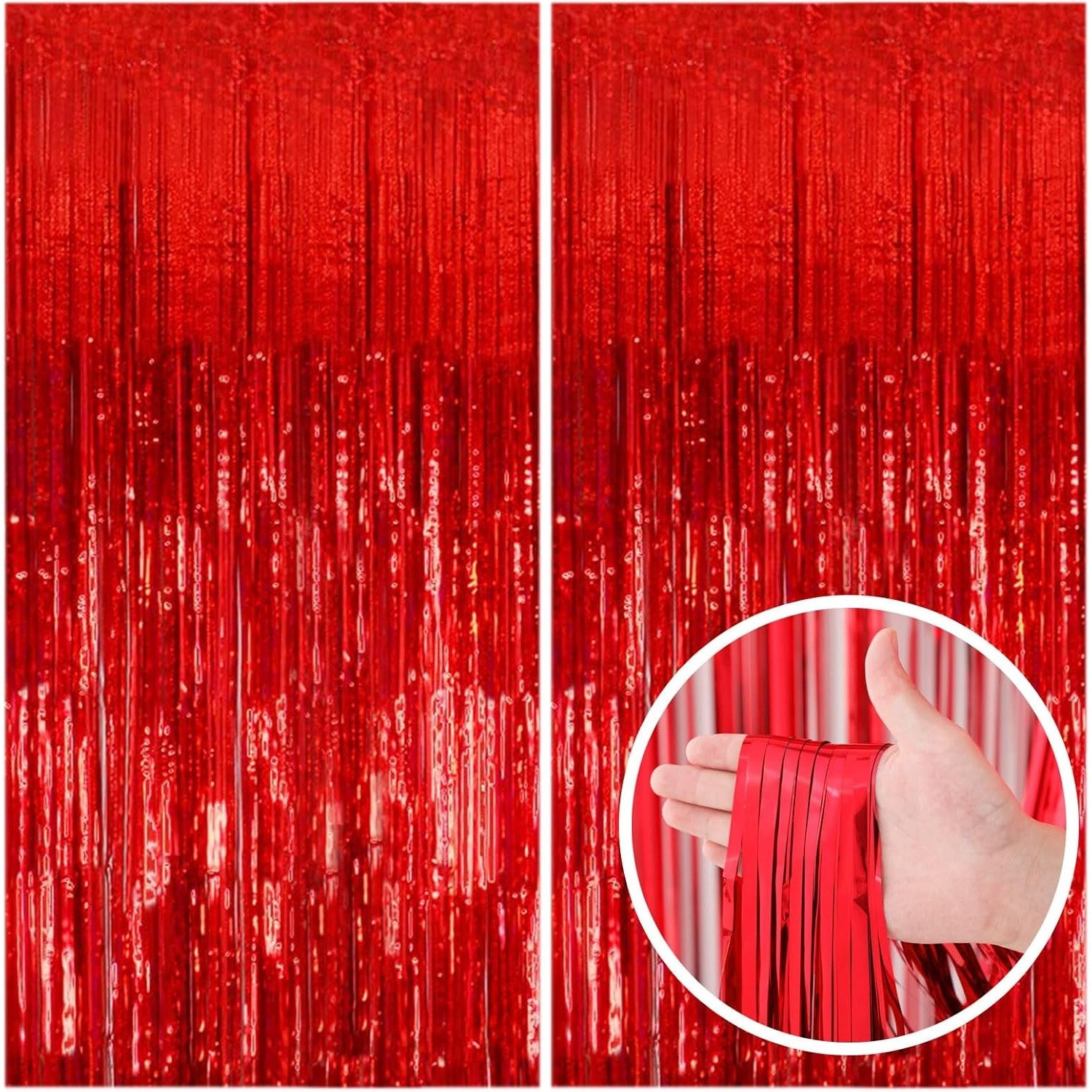 Perdea Franjurata, Flippy, Model Decor Petrecere, pentru Fundal de Poze, Amenajare Colorata a Petrecerii, Dimensiune 100x200 cm, Rosu-9