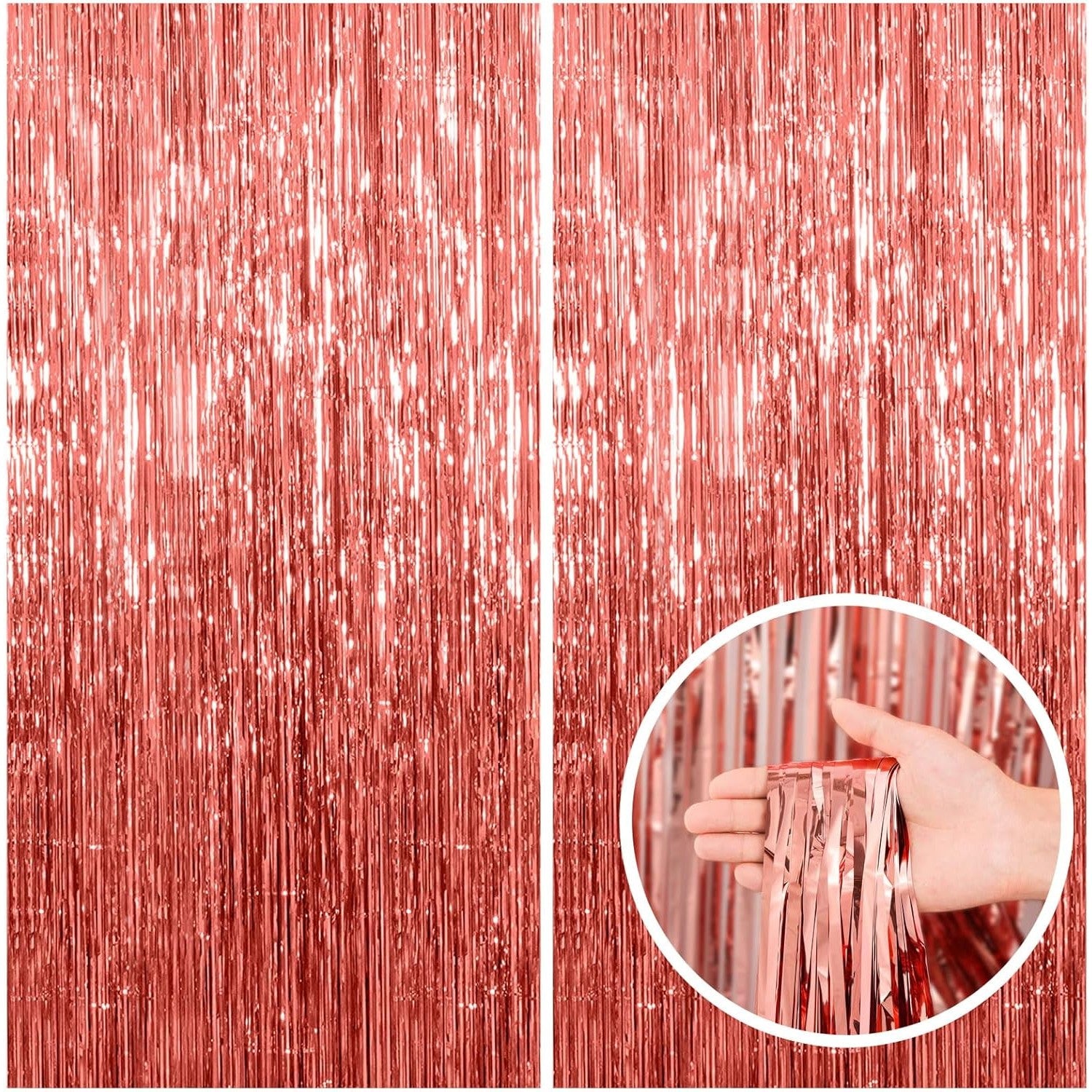 Perdea Franjurata, Flippy, Model Decor Petrecere, pentru Fundal de Poze, Amenajare Colorata a Petrecerii, Dimensiune 100x200 cm, Rose Gold-6