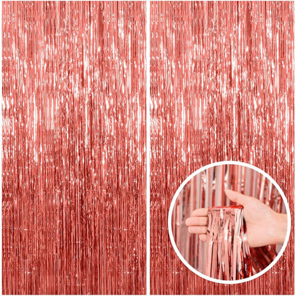 Perdea Franjurata, Flippy, Model Decor Petrecere, pentru Fundal de Poze, Amenajare Colorata a Petrecerii, Dimensiune 100x200 cm, Rose Gold-6