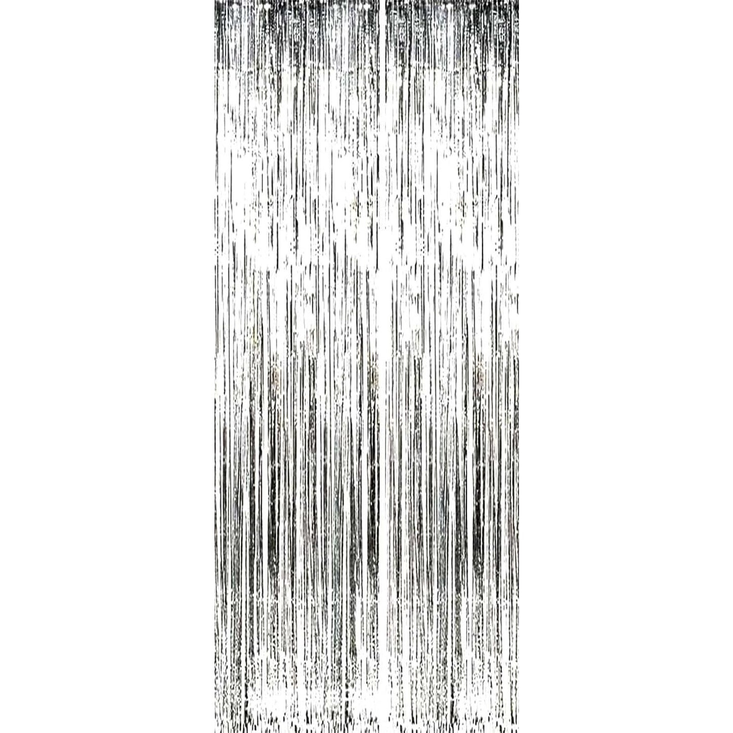 Perdea Franjurata, Flippy, Model Decor Petrecere, pentru Fundal de Poze, Amenajare Colorata a Petrecerii, Dimensiune 100x200 cm, Argintiu-0
