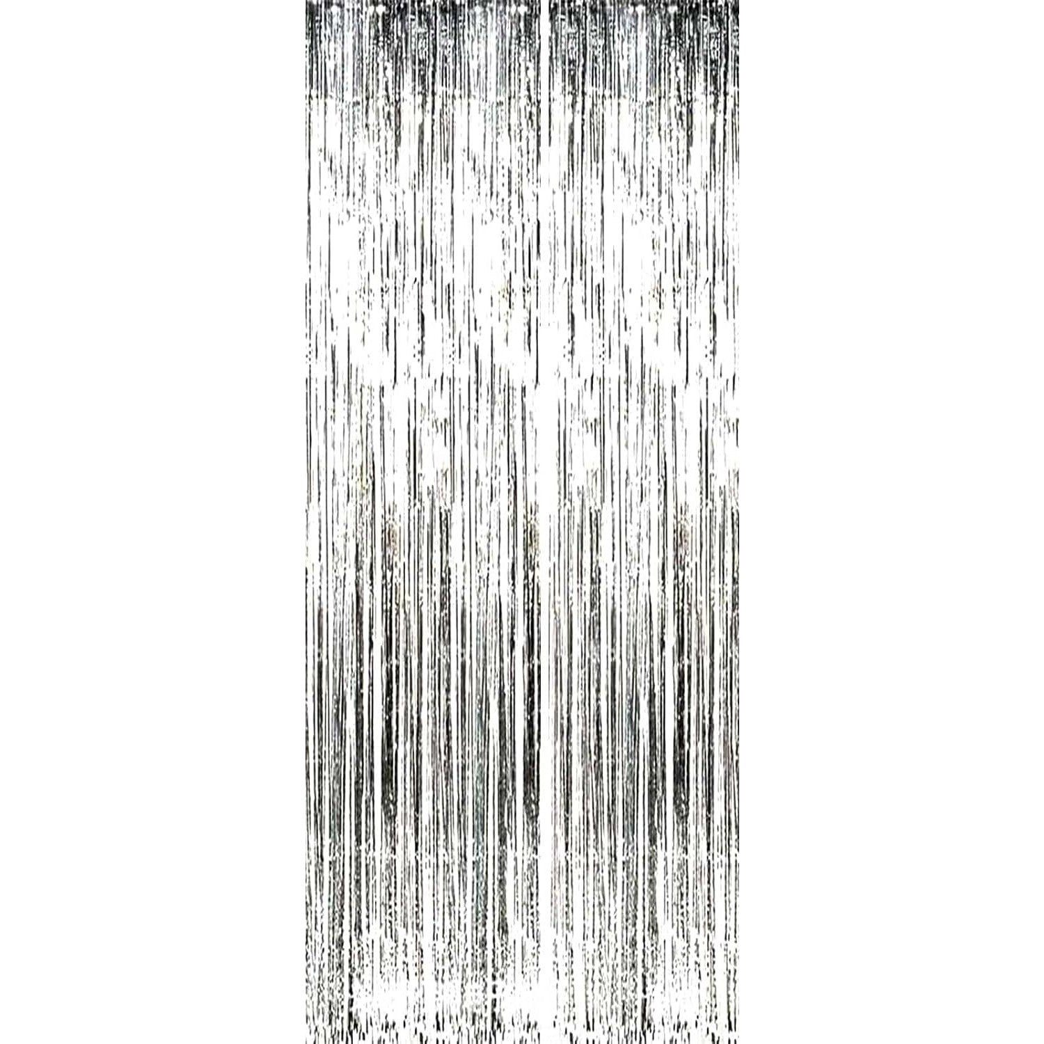 Perdea Franjurata, Flippy, Model Decor Petrecere, pentru Fundal de Poze, Amenajare Colorata a Petrecerii, Dimensiune 100x200 cm, Argintiu-0
