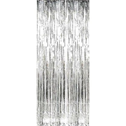 Perdea Franjurata, Flippy, Model Decor Petrecere, pentru Fundal de Poze, Amenajare Colorata a Petrecerii, Dimensiune 100x200 cm, Argintiu-0