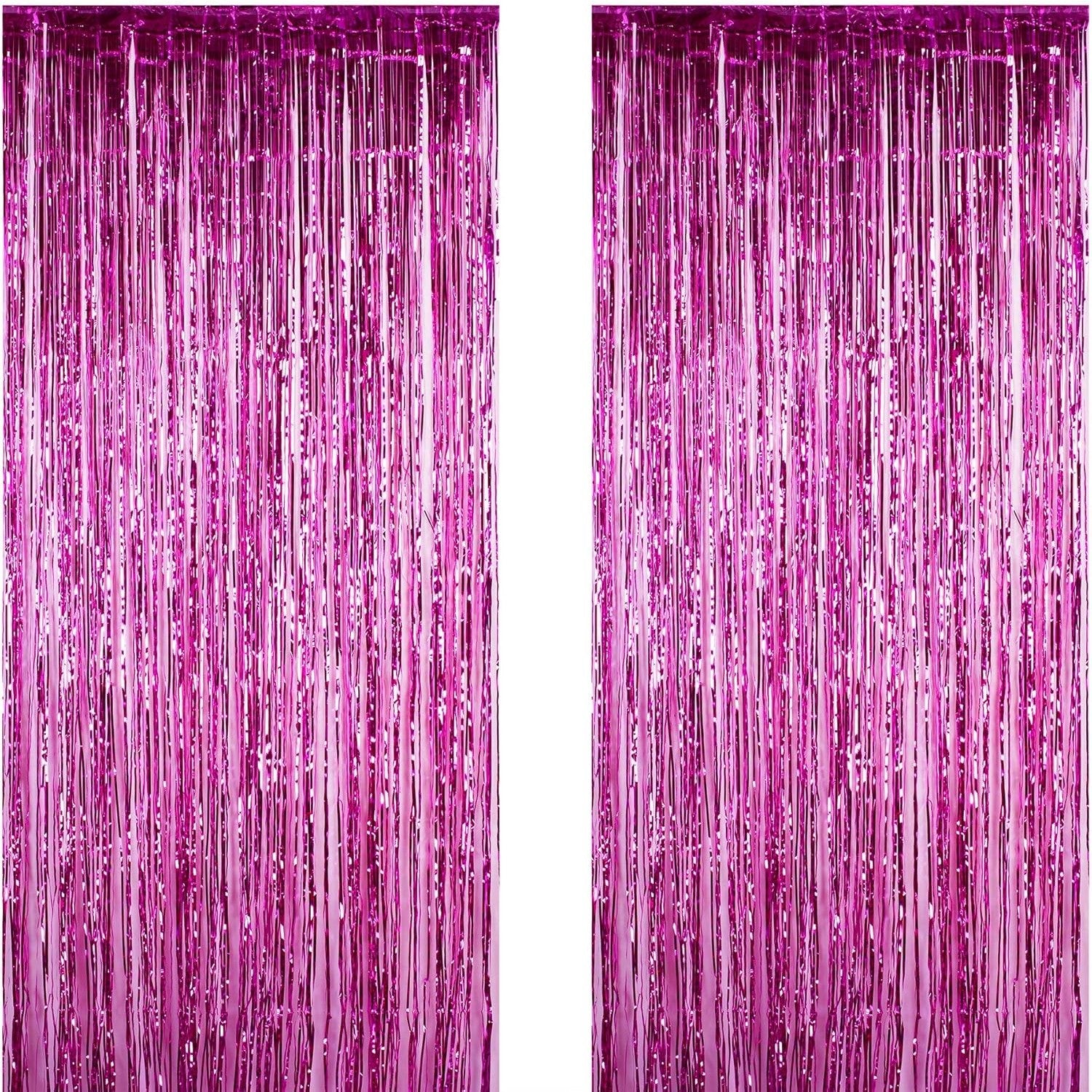 Perdea Franjurata, Flippy, Model Decor Petrecere, pentru Fundal de Poze, Amenajare Colorata a Petrecerii, Dimensiune 100x200 cm, Roz Inchis-1