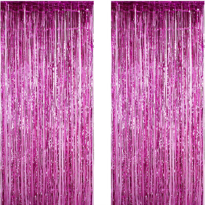 Perdea Franjurata, Flippy, Model Decor Petrecere, pentru Fundal de Poze, Amenajare Colorata a Petrecerii, Dimensiune 100x200 cm, Roz Inchis-1