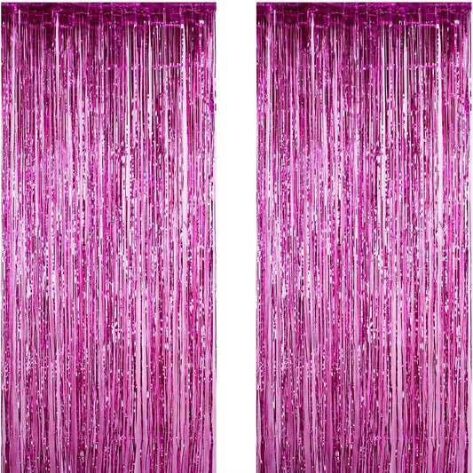 Perdea Franjurata, Flippy, Model Decor Petrecere, pentru Fundal de Poze, Amenajare Colorata a Petrecerii, Dimensiune 100x200 cm, Roz Inchis-1