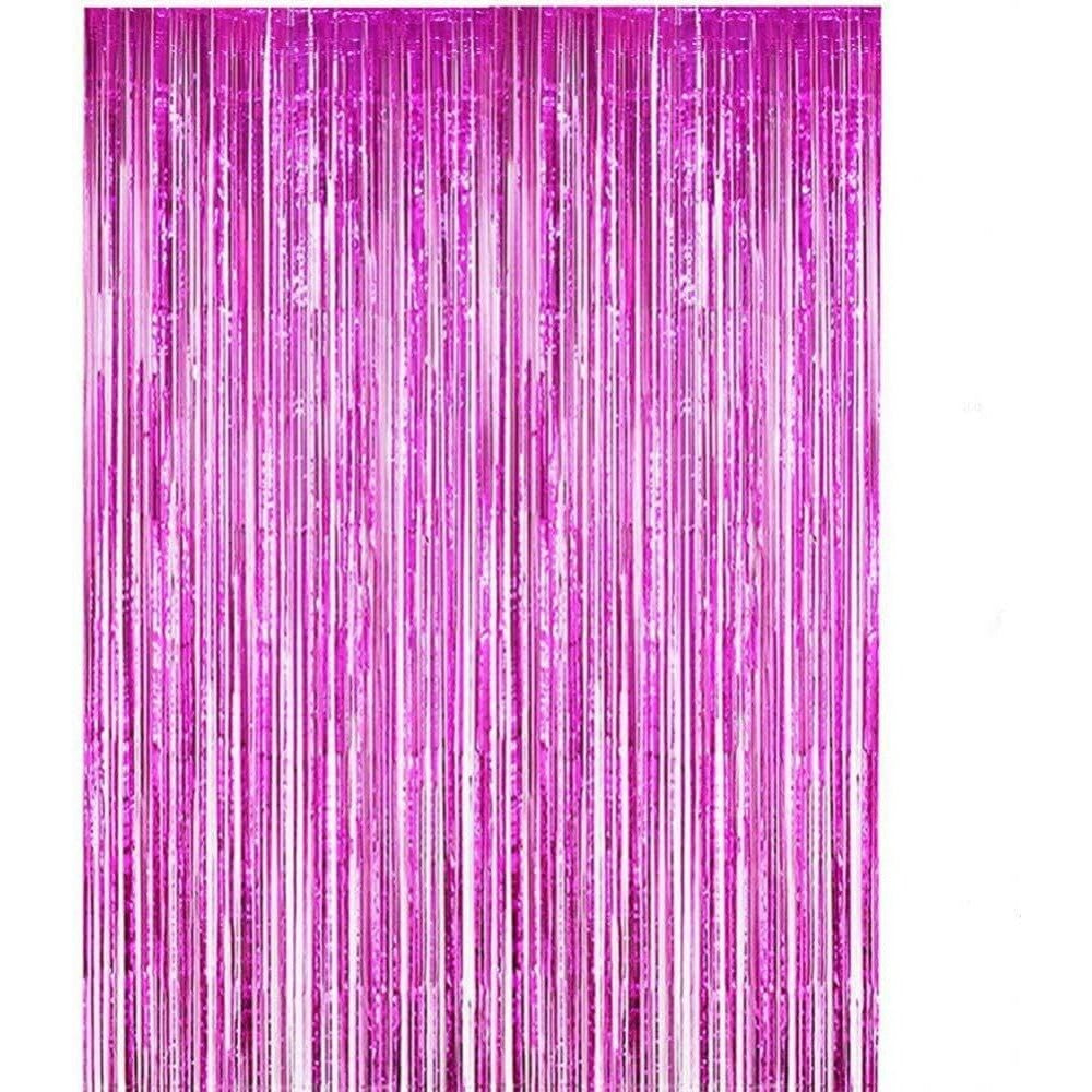 Perdea Franjurata, Flippy, Model Decor Petrecere, pentru Fundal de Poze, Amenajare Colorata a Petrecerii, Dimensiune 100x200 cm, Roz Inchis-0