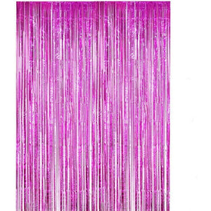 Perdea Franjurata, Flippy, Model Decor Petrecere, pentru Fundal de Poze, Amenajare Colorata a Petrecerii, Dimensiune 100x200 cm, Roz Inchis-0