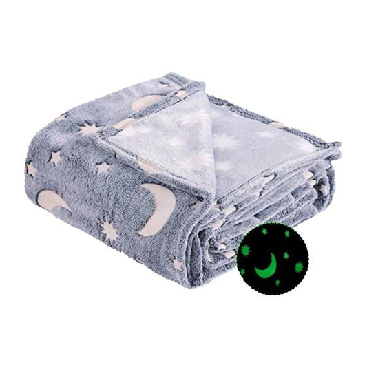 Patura Fosforescenta, Flippy, Moale, Pufoasa, Lumineaza in Intuneric, 1.5x2 m, Model Cer Instelat, Gri-0