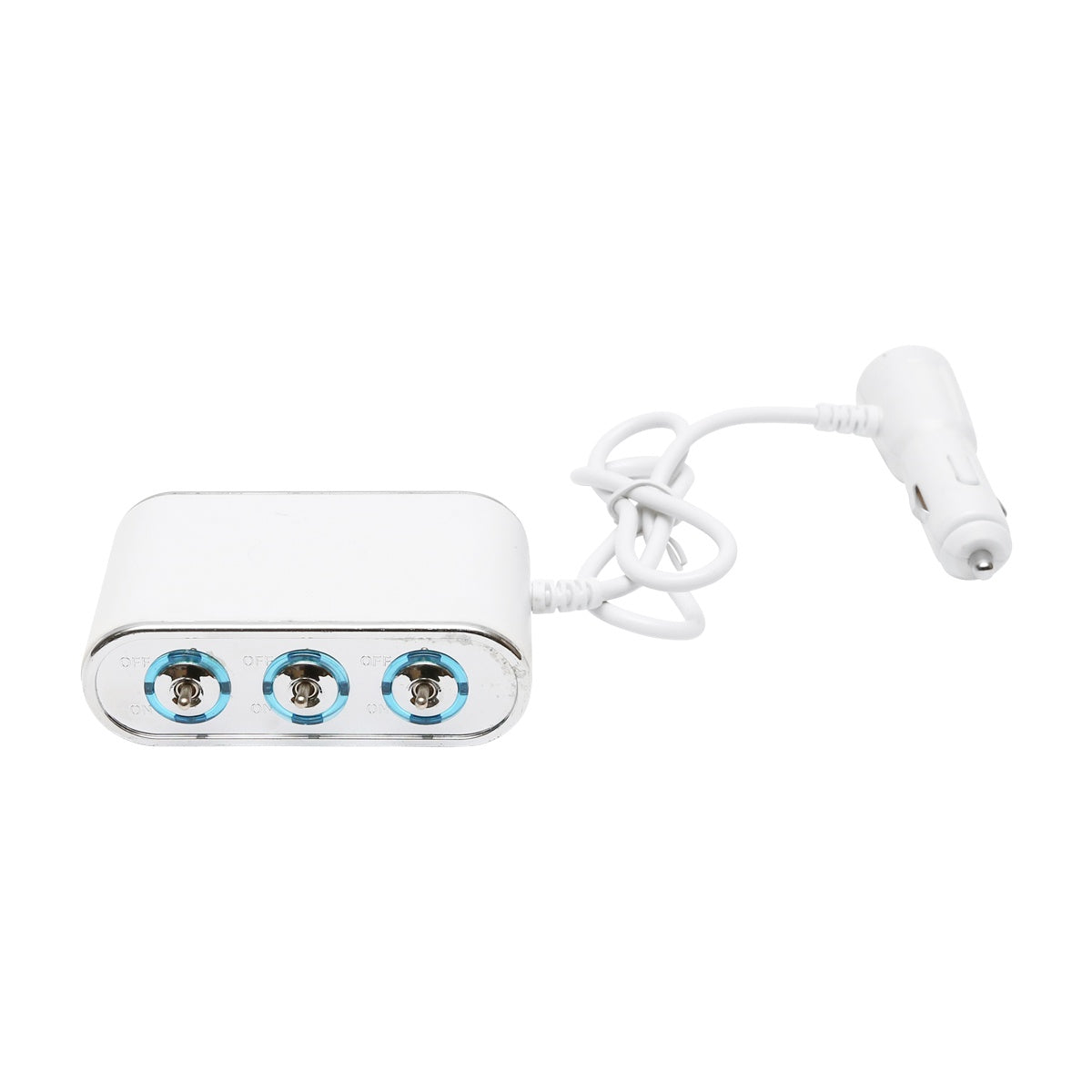 Adaptor bricheta auto tripla 12/24V, iluminata LED, cu intrerupator individual si 1 port USB, 5V, 2.1A-1