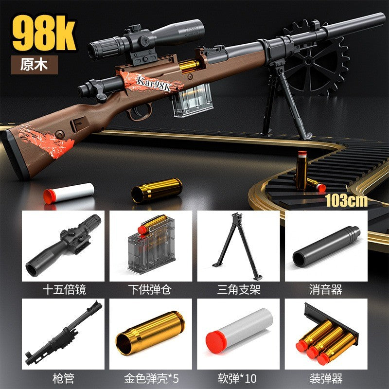 Pusca de Jucarie 98K Ultrarealista, Flippy, 10 de Proiectile, 5 Cartuse, 103 cm, Maro-0