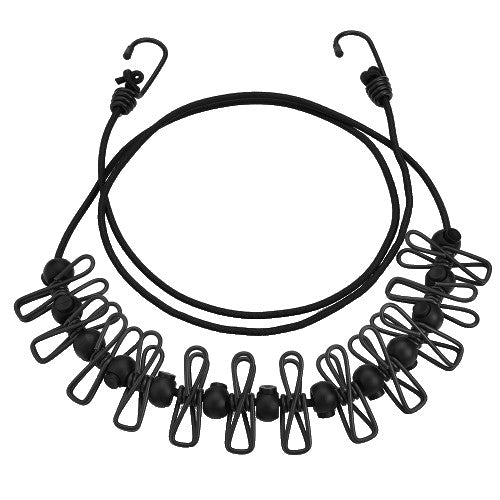 Sfoara pentru Uscarea Hainelor, Flippy, Portabila, 12 Clips-uri Incluse, 180 cm, PP Cablu de Otel, Negru-0