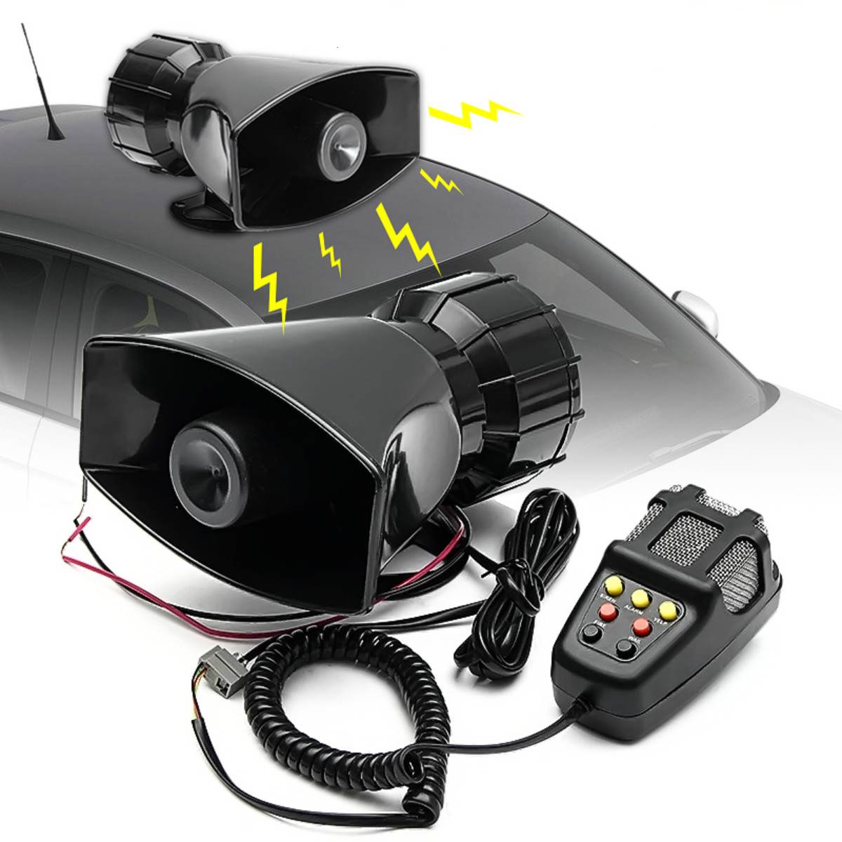 Sirena Profesionala cu 5 Tonuri si Microfon, putere 100W, alimentare 12V-1