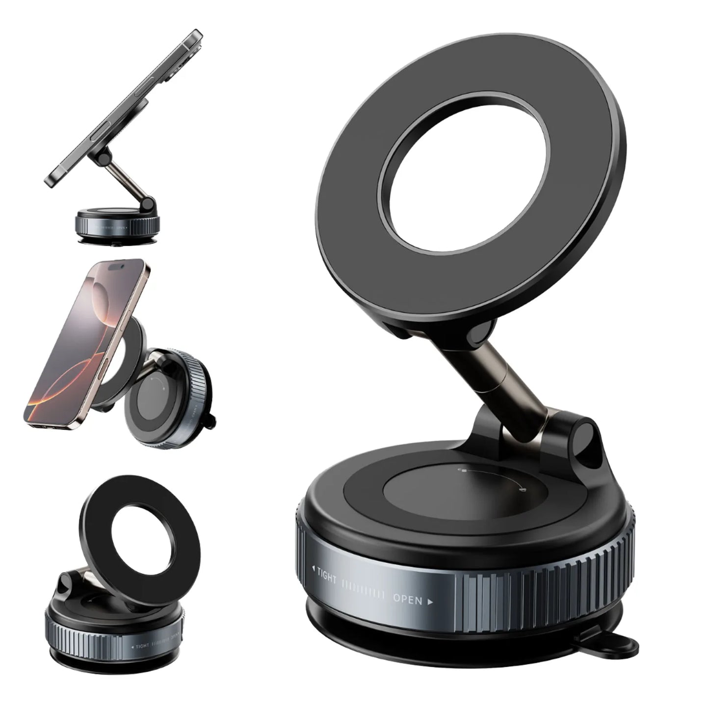 Suport Telefon Magnetic Reglabil 360° cu Ventuză Puternică – Stabilitate Maximă Oriunde Ai Nevoie