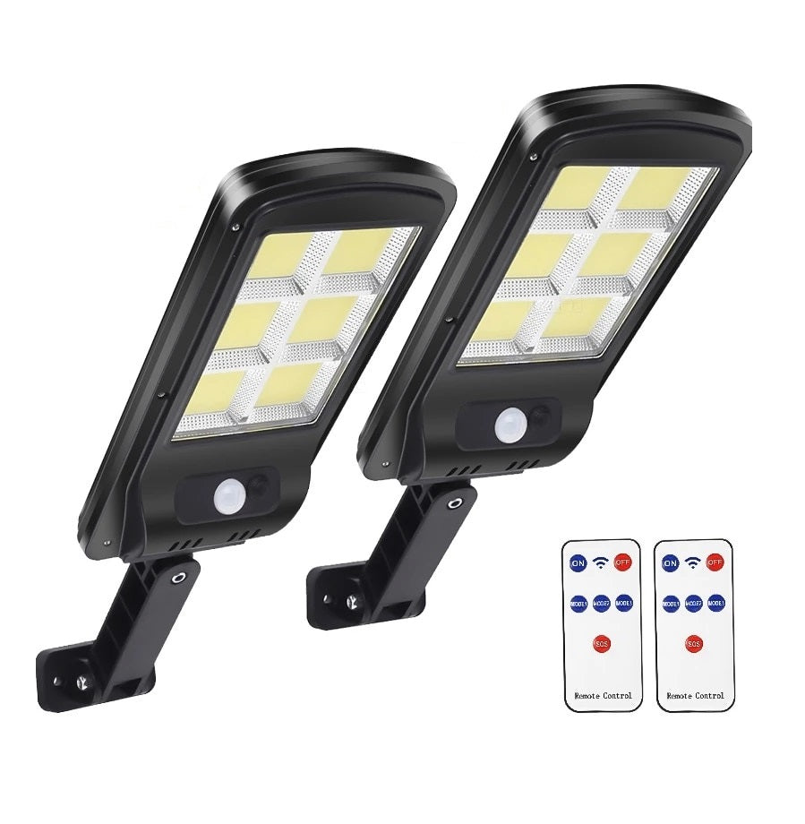Set x2 Lampa cu Incarcare Solara 150W, 160 LED-uri COB, telecomanda
