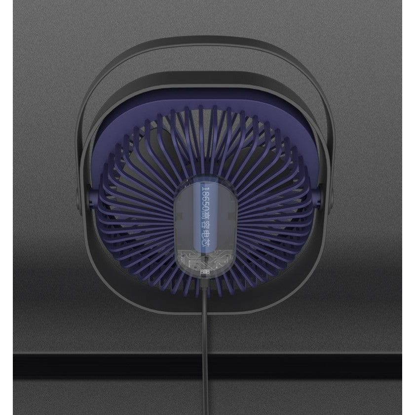 Mini ventilator pentru birou cu usb, Flippy, rotire 360 grade, 3 viteze, 1500 mA, 13.5 x 12,8, Albastru-2