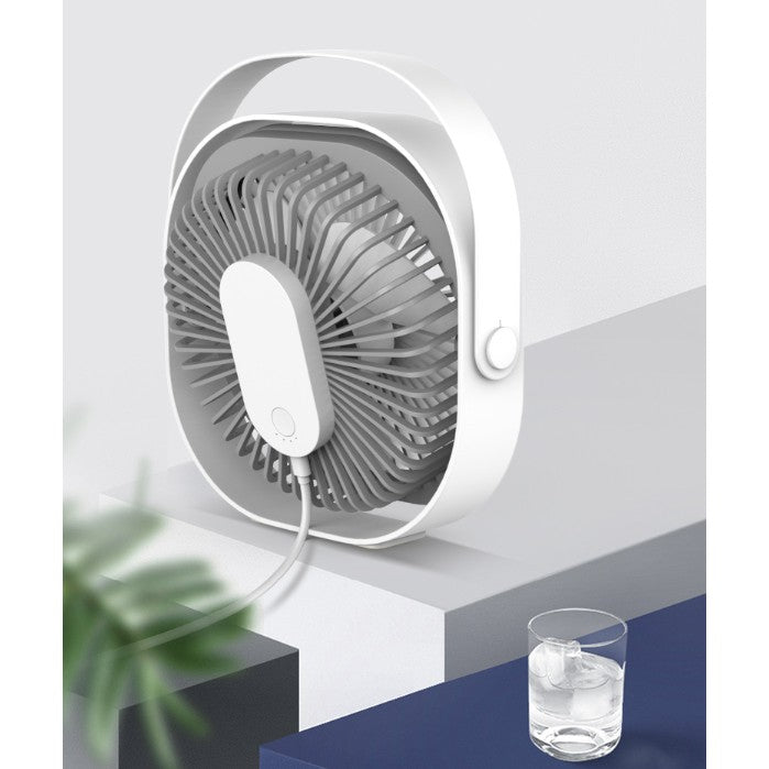Mini ventilator pentru birou cu usb, Flippy, rotire 360 grade, 3 viteze, 1500 mA, 13.5 x 12,8, Alb-2