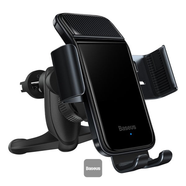 Suport auto Baseus Solar Electric pentru telefon – prindere pe grilă de aerisire, 4.7–6.7” – Negru