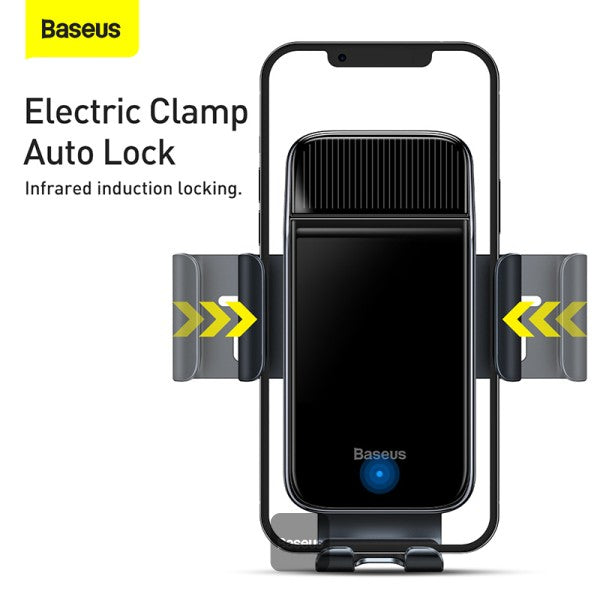 Suport auto Baseus Solar Electric pentru telefon – prindere pe grilă de aerisire, 4.7–6.7” – Negru