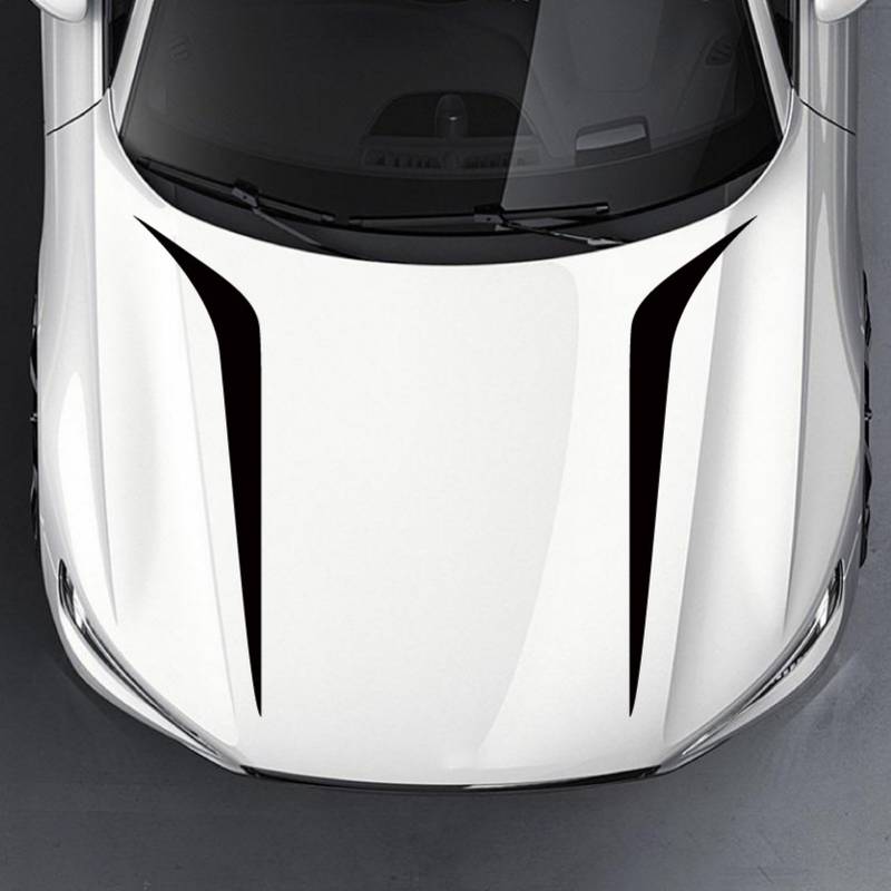 Set 2 stickere autoadezive Tuning, model "Hood Stripes V2", dimensiune 100 x 26 cm, culoare Neagra-0