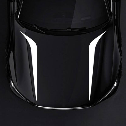 Set 2 stickere autoadezive Tuning, model "Hood Stripes V2", dimensiune 100 x 26 cm, culoare Alba-0