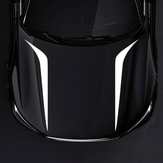 Set 2 stickere autoadezive Tuning, model "Hood Stripes V2", dimensiune 100 x 26 cm, culoare Alba-0