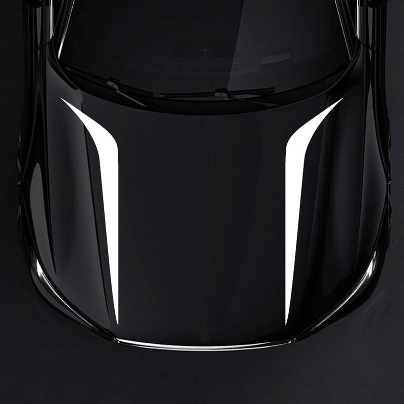 Set 2 stickere autoadezive Tuning, model "Hood Stripes V2", dimensiune 100 x 26 cm, culoare Alba-0