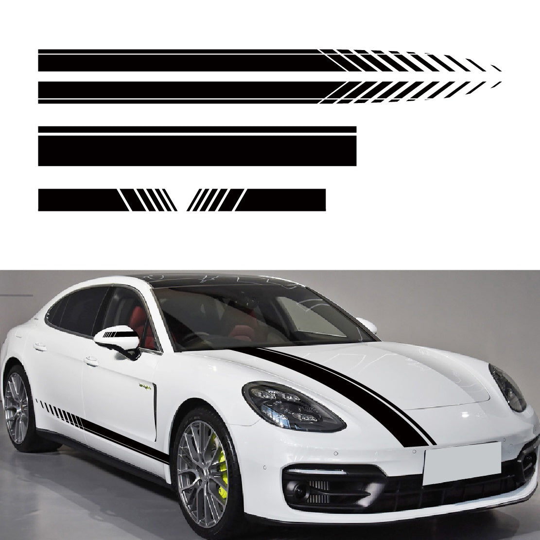 Set 5 stickere autoadezive Tuning, model "Racing Stripes V1", dimensiune 190 cm, culoare Neagra-0