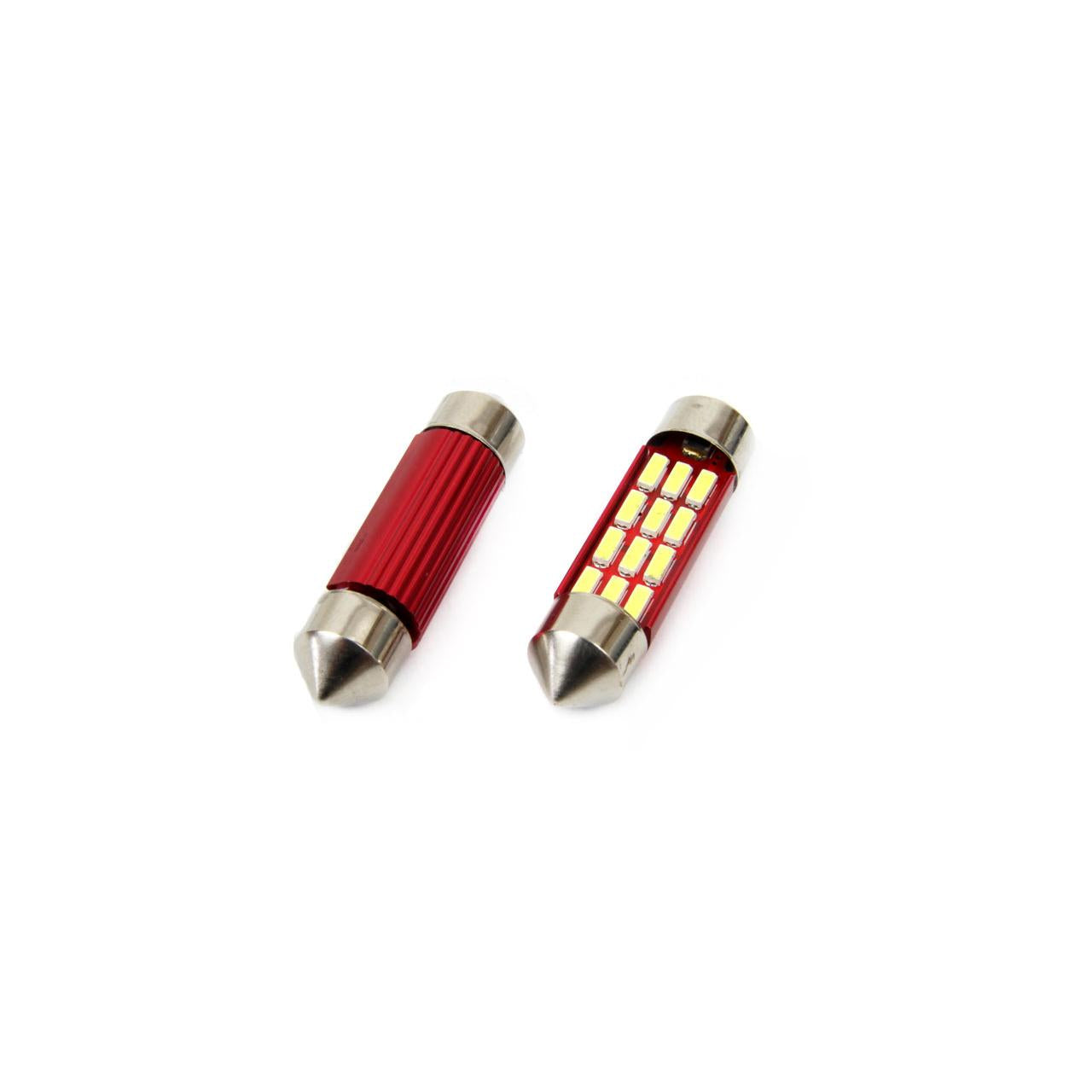 Set becuri auto cu LED CANBUS sofit compatibil C5W 12 SMD 39mm Alb 12/24V, destinat competitiilor auto sau off-road-0