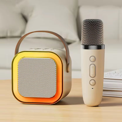 Boxă Portabilă Wireless cu Lumini LED, Funcție Audio și Microfon Karaoke BT Wireless