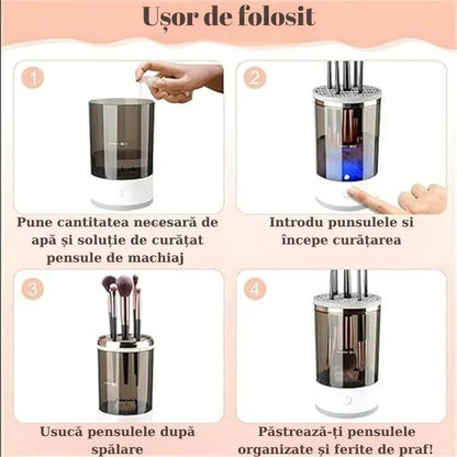 Aparat pentru Curățat Pensule de Machiaj 2-in-1 | Spală și Uscă Rapid și Igienic