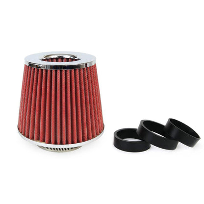 Filtru de aer conic rosu + chrome  cu 3 adaptoare-0
