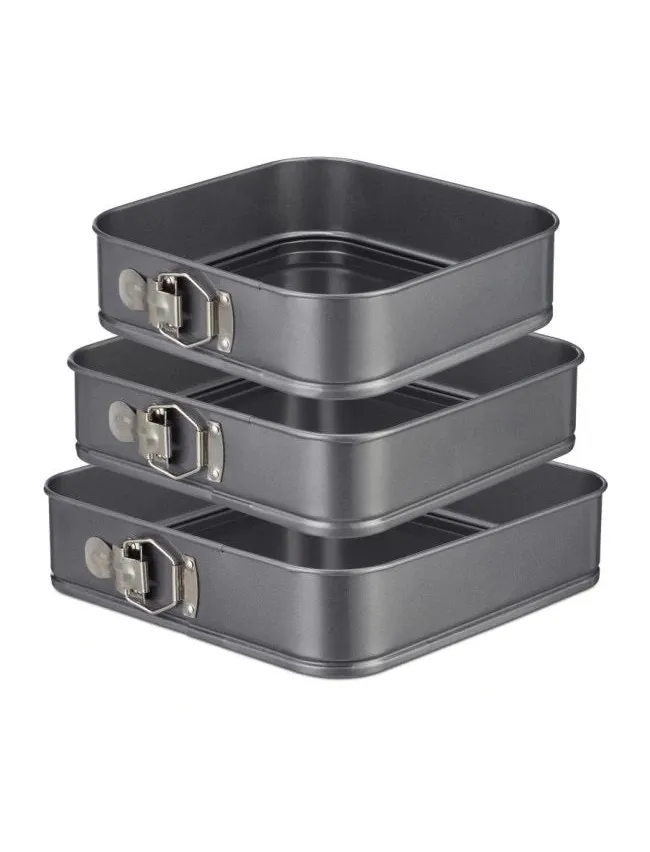 Set 3 tavi forma patrata pentru prajituri sau tort cu fund detasabil