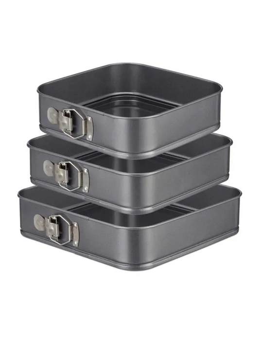 Set 3 tavi forma patrata pentru prajituri sau tort cu fund detasabil