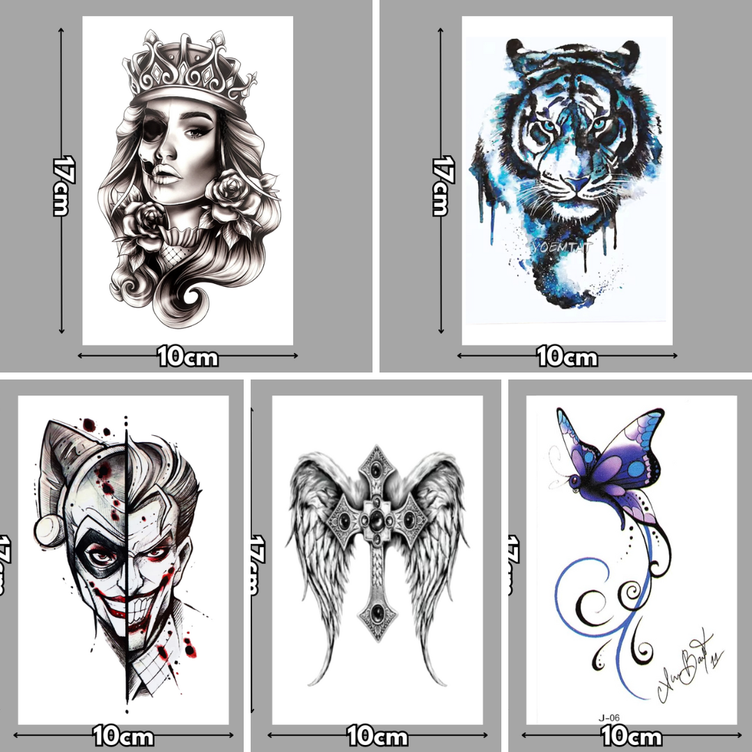 Set 5 xTatuaj Impermeabil 10cm x 17cm - Modele Variate