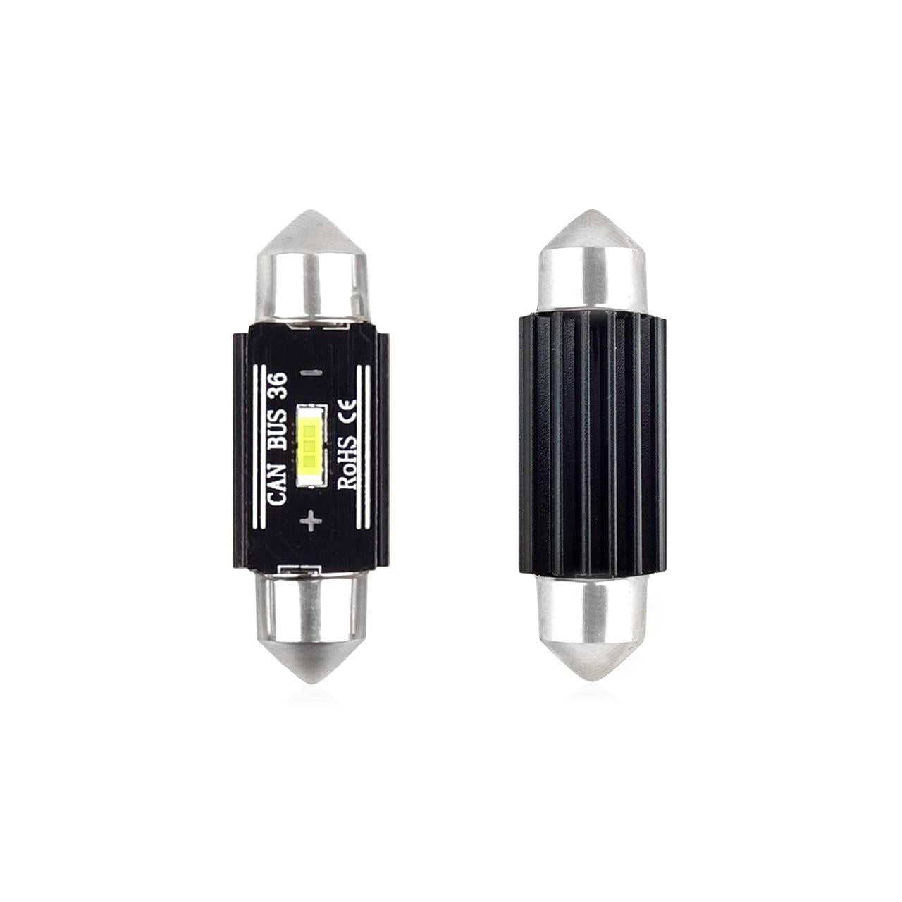 Set becuri auto cu LED CANBUS sofit compatibil C5W 1 SMD 36mm Alb 12/24V, destinat competitiilor auto sau off-road-0