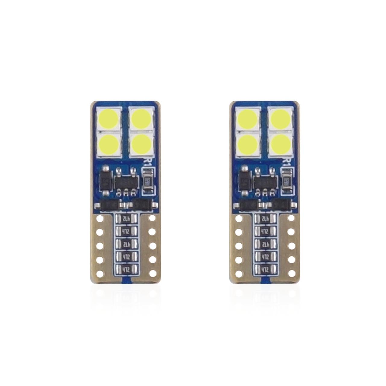 Set becuri auto cu LED CANBUS compatibil T10e W5W 8 SMD Alb 12/24V, destinat competitiilor auto sau off-road-0