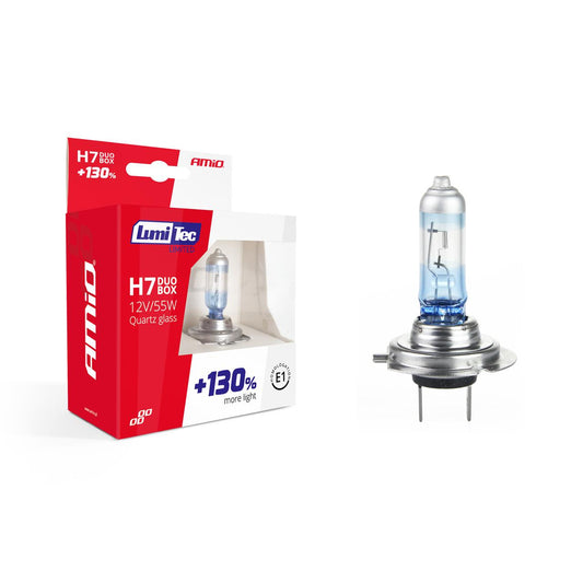 Set becuri cu halogen H7 12V 55W LumiTec LIMITED + 130% DUO BOX-0