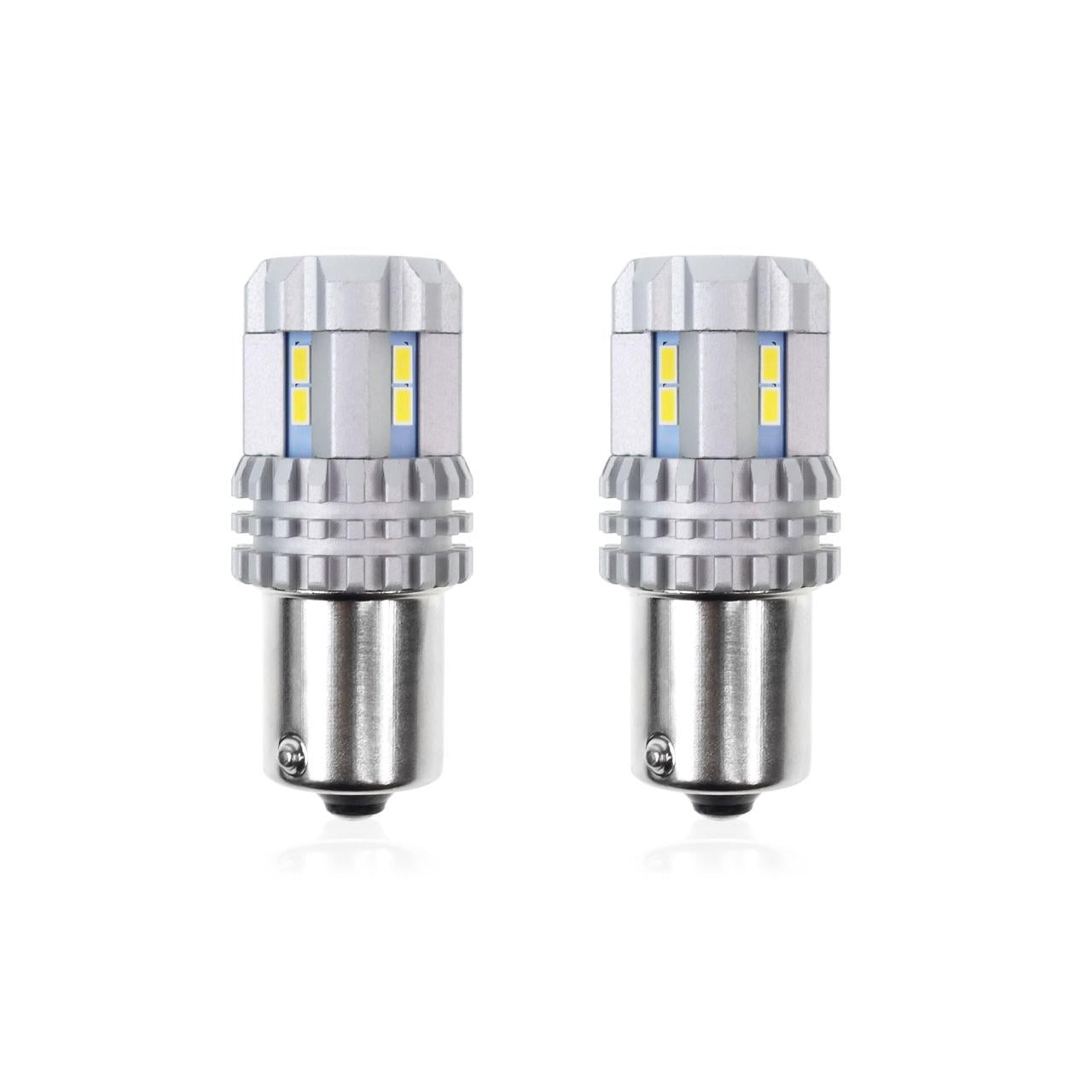 Set becuri auto cu LED CANBUS compatibil P21 R5W/R10W 22 SMD Alb 12V/24V, destinat competitiilor auto sau off-road-0