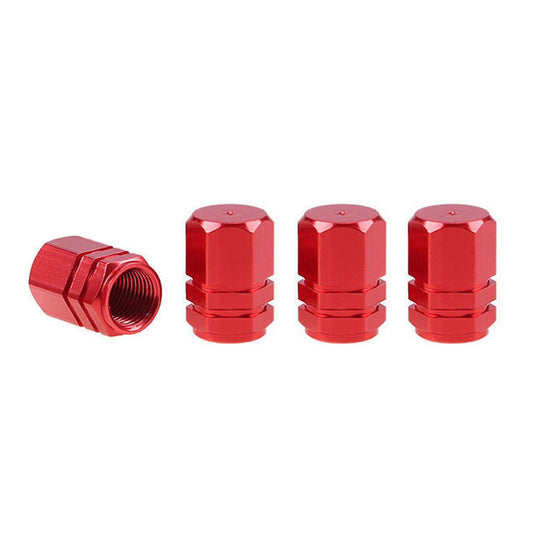 Set capacele auto pentru ventil hexagon rosu 4 buc-1