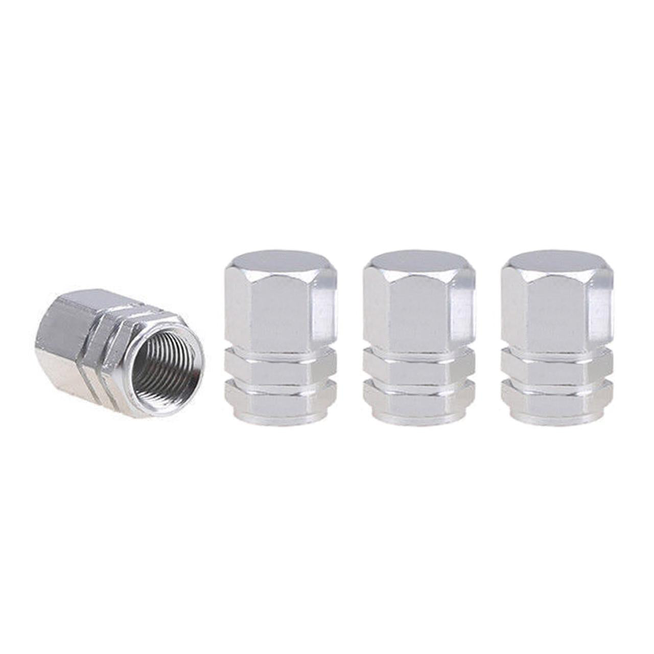 Set capacele auto pentru ventil hexagon argintiu 4 buc-1