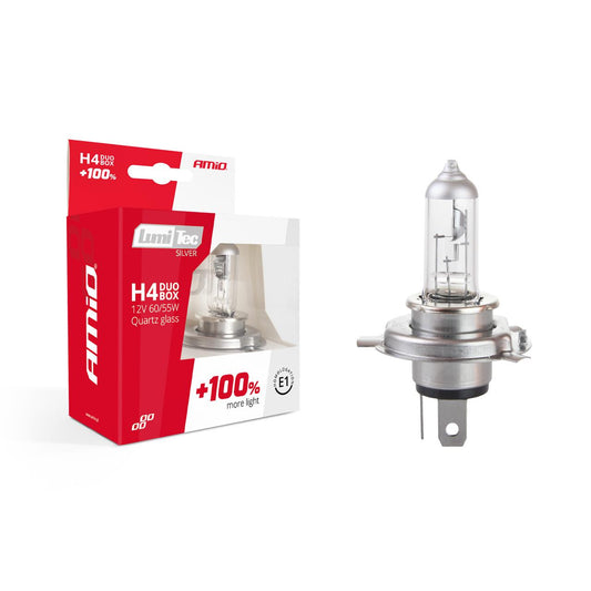 Set becuri cu halogen H4 12V 60 / 55W LumiTec SILVER + 100% DUO BOX-0