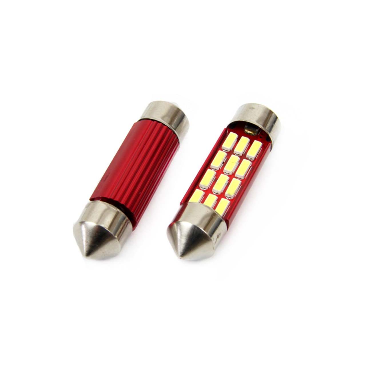 Set becuri auto cu LED CANBUS sofit compatibil C5W 12 SMD 36mm Alb 12/24V, destinat competitiilor auto sau off-road-0