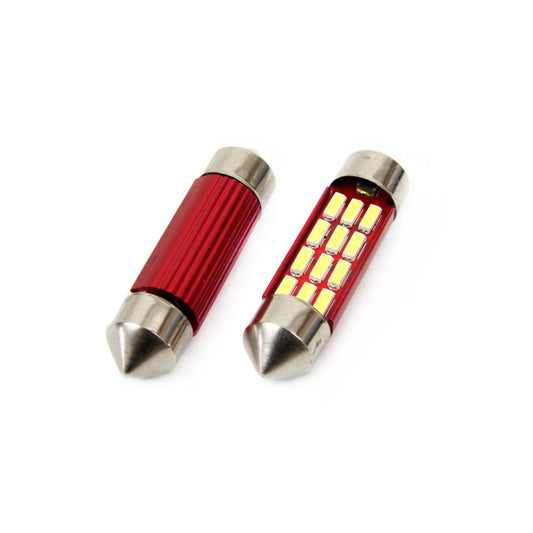 Set becuri auto cu LED CANBUS sofit compatibil C5W 12 SMD 36mm Alb 12/24V, destinat competitiilor auto sau off-road-0