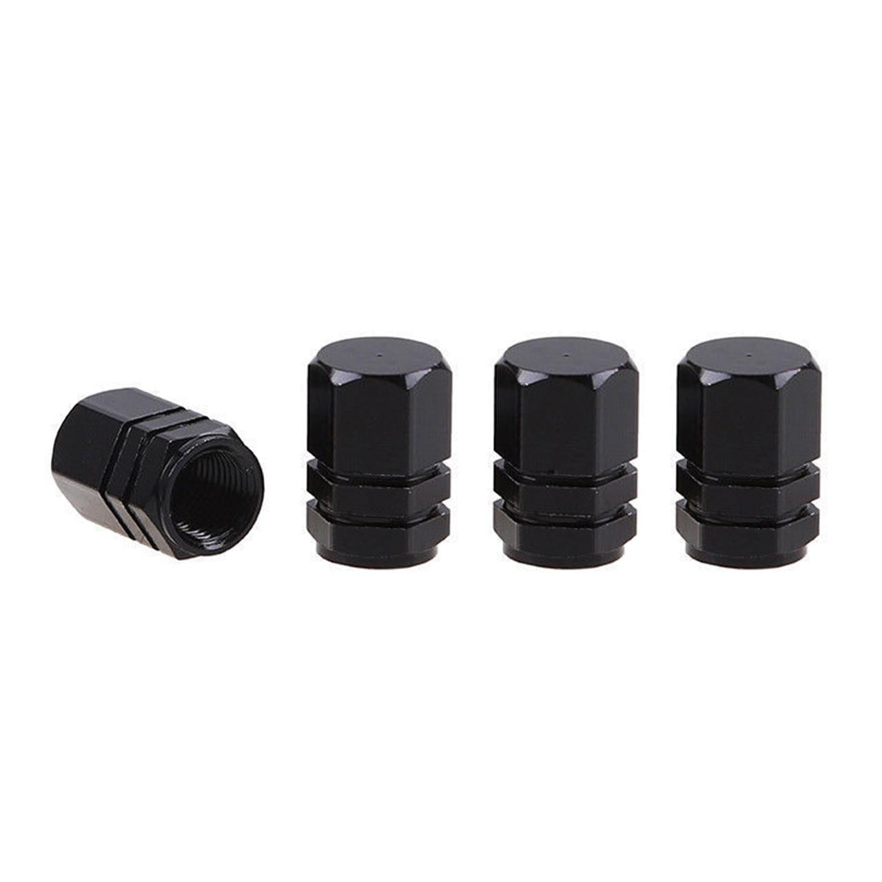 Set capacele auto pentru ventil hexagon negru 4 buc-1