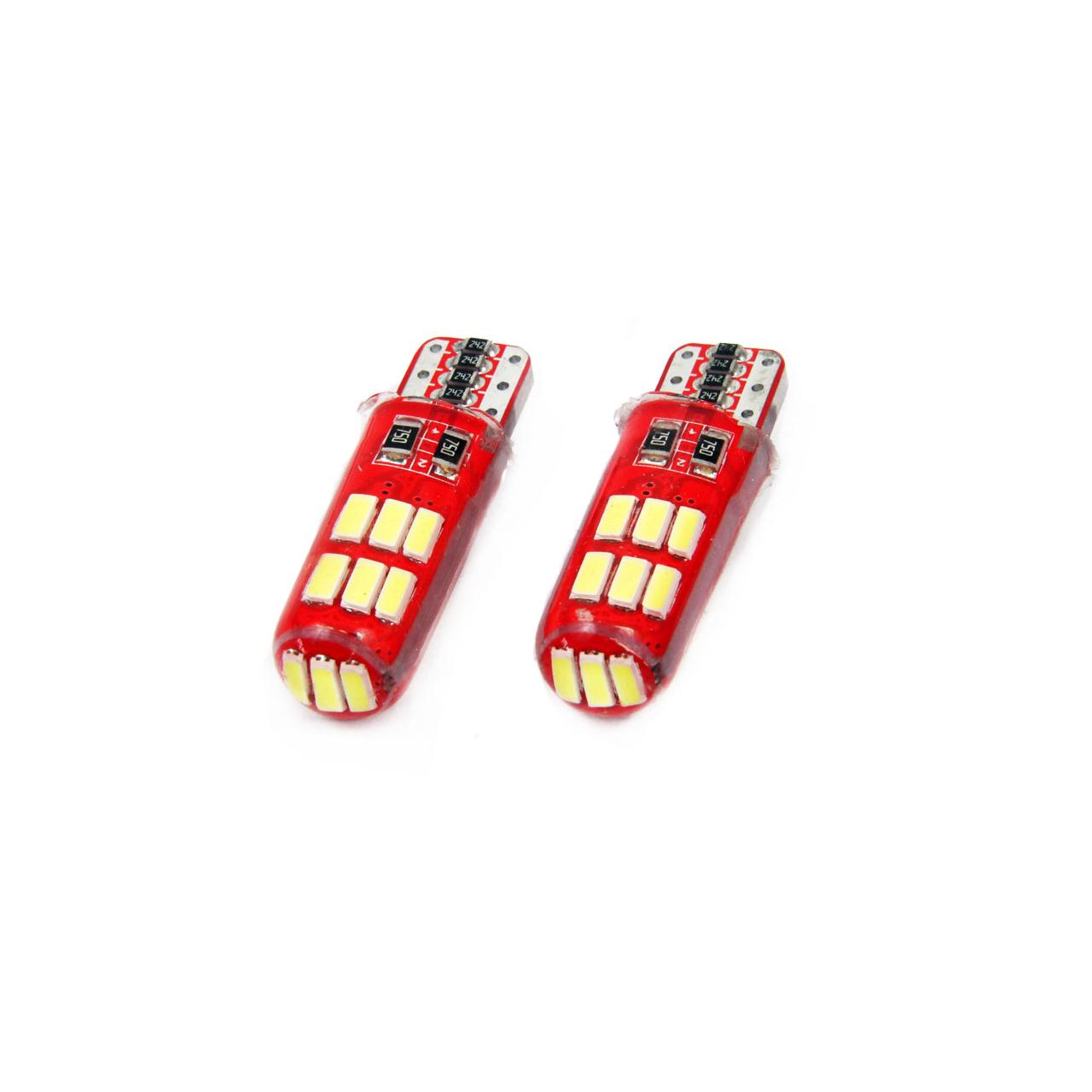 Set becuri auto cu LED CANBUS compatibil T10e W5W 12 SMD SILCA Alb 12V, destinat competitiilor auto sau off-road-0