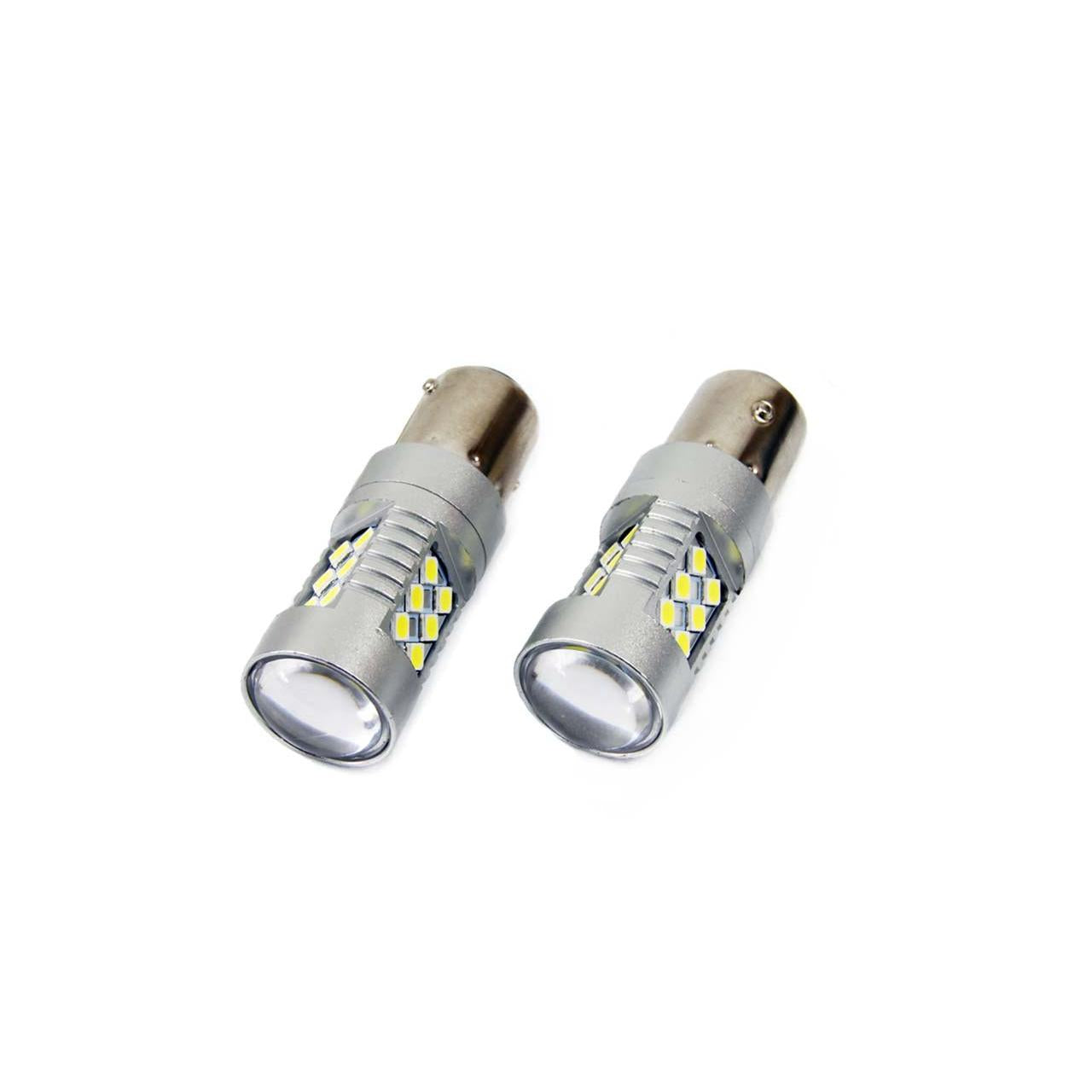 Set becuri auto cu LED CANBUS compatibil P21W BA15S 24 SMD 6.2W Alb 12/24V, destinat competitiilor auto sau off-road-0