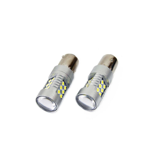 Set becuri auto cu LED CANBUS compatibil P21W BA15S 24 SMD 6.2W Alb 12/24V, destinat competitiilor auto sau off-road-0