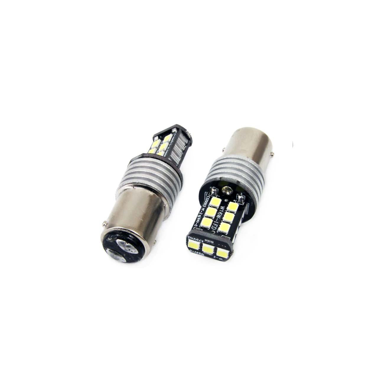 Set becuri auto cu LED CANBUS compatibil P21/5W BA15D 15 SMD 7.5W Alb 12/24V, destinat competitiilor auto sau off-road-0