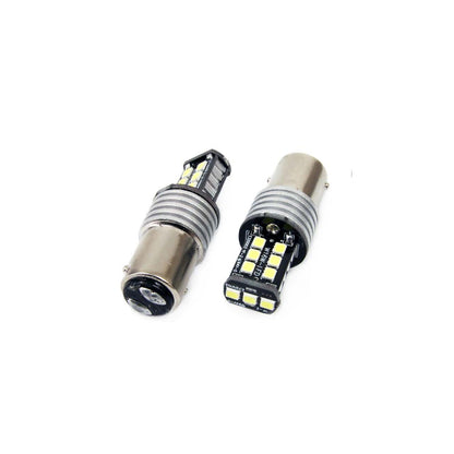 Set becuri auto cu LED CANBUS compatibil P21/5W BA15D 15 SMD 7.5W Alb 12/24V, destinat competitiilor auto sau off-road-0